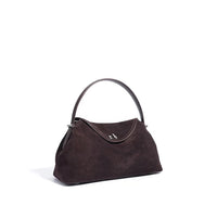 2026 Autumn Winter All-match Bowling Tote All-match Matte Suede Cowhide Leather Women Shoulder Bag Coffee Purple Noble Handbag Quick Pick Grocers