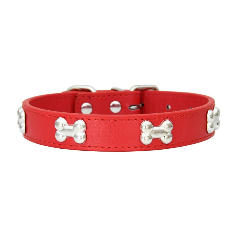 Bone Leather Durable Pet Dog Collars Puppy Pug Collars for Small Large Dog Chihuahua Cat Accessories Pet Collar for Small Dogs Quick Pick Grocers