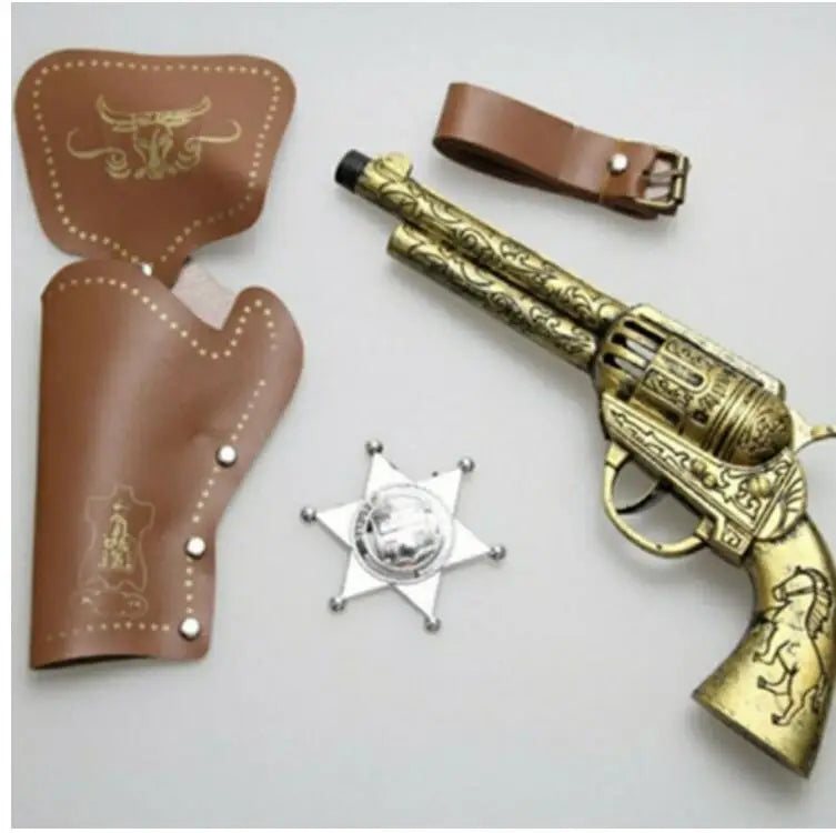 Cowboy Costume Accessories Cowboy Hat Bandanna Toy Guns with Belt Holsters Cowboy Set for Halloween Party Dress Up Six Piece Set Quick Pick Grocers