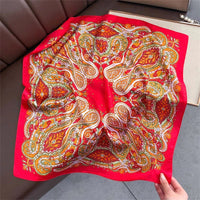 2025 Silk Shawl Print Headscarf Cat Hair Wrap Neckerchief Female Satin Square Scarf For Women Headband Foulard Hijab Bandana Quick Pick Grocers