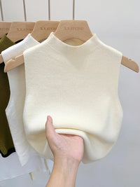 Women Knitted Tank Top Summer Fall Slim Sweater Short Sleeveless Solid Spring Autumn Sweaters Pullovers 2026 Quick Pick Grocers