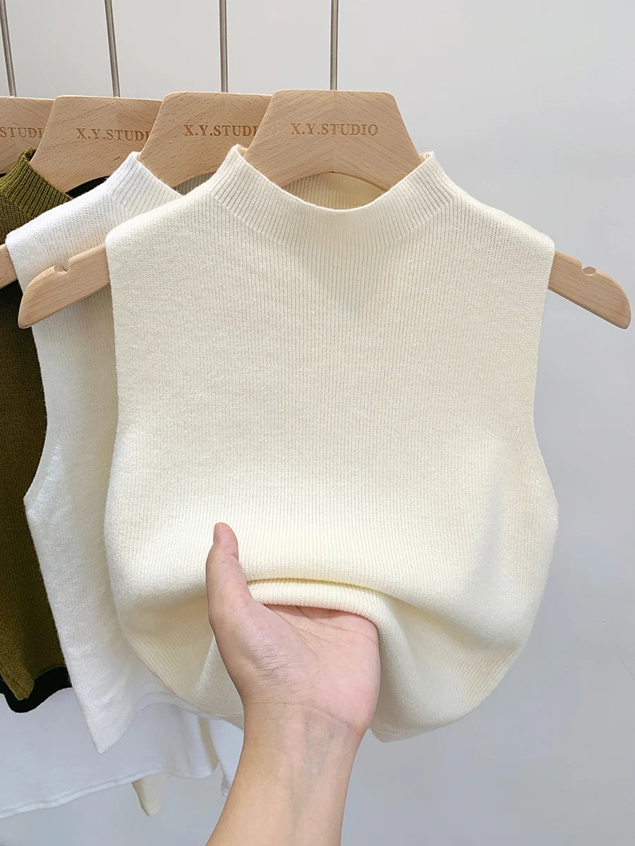Women Knitted Tank Top Summer Fall Slim Sweater Short Sleeveless Solid Spring Autumn Sweaters Pullovers 2026 Quick Pick Grocers