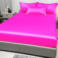Modern Satin Fitted Sheet Ice Silk Bedspread Quick Pick Grocers