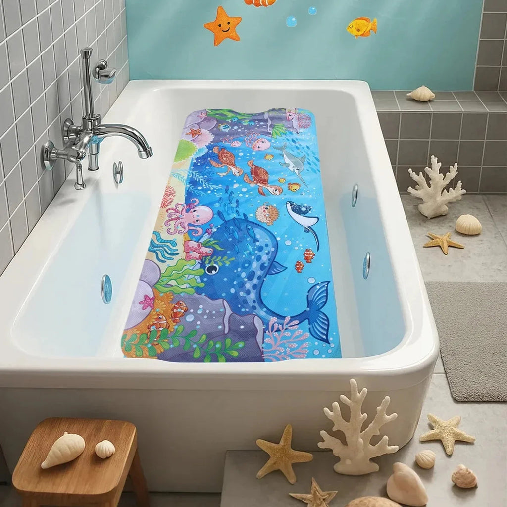1pc Cartoon Extra Long Bathtub Mat 40x100cm Non Slip Bath Mat for Bathroom Tubs Shower Mats with Suction Cups & Drain Holes Quick Pick Grocers