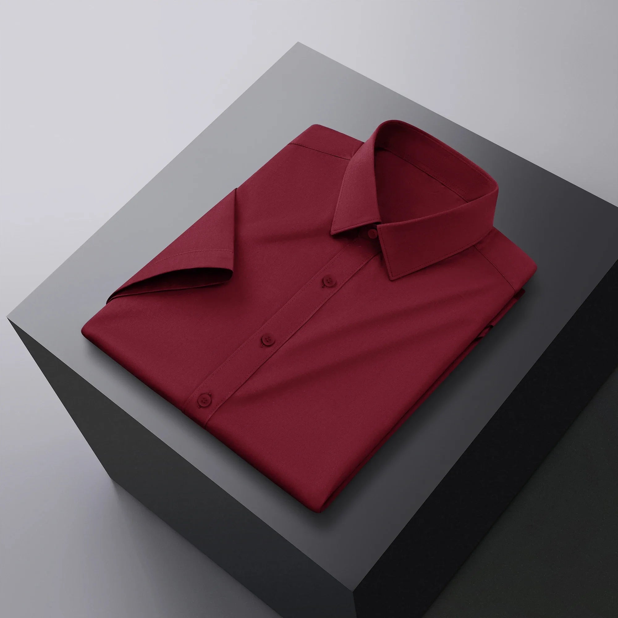 New Men's Business Casual Solid Color Short Sleeved Shirt for Summer Fashion No Ironing Comfortable and Versatile Top Quick Pick Grocers
