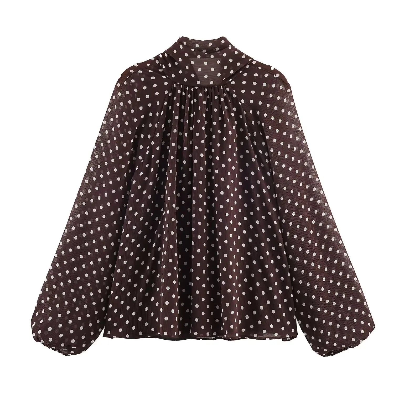 Women Polka Dot Print Blouse Casual High Collar Long Sleeve Lady Top Simple Women's Blouse Female Shirts & Blouses Quick Pick Grocers