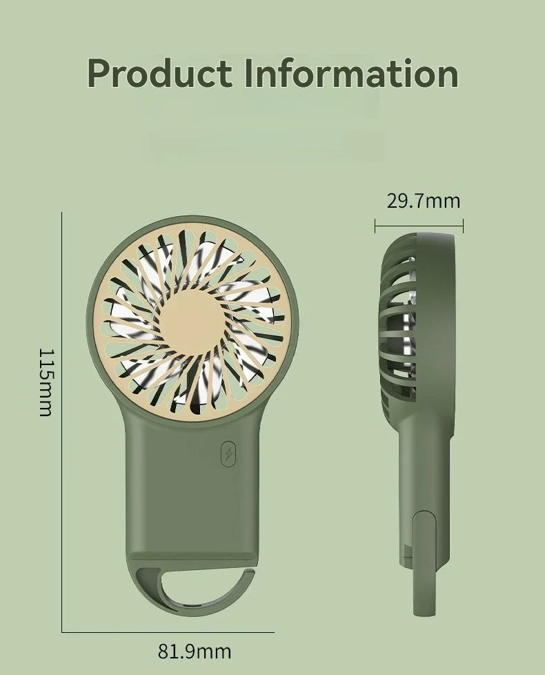 Cartoon Foldable Mini Fan USB Rechargeable Handheld Desktop Fan with Hook Portable Cooling Fan for Outdoor Travel Home Office Quick Pick Grocers