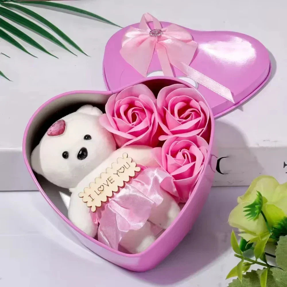 Valentines Day Rose Love Gift Box Bear Soap Romantic Mother Day Gift Wedding Birthday Flower Room Decoration Home Party Supplies Quick Pick Grocers