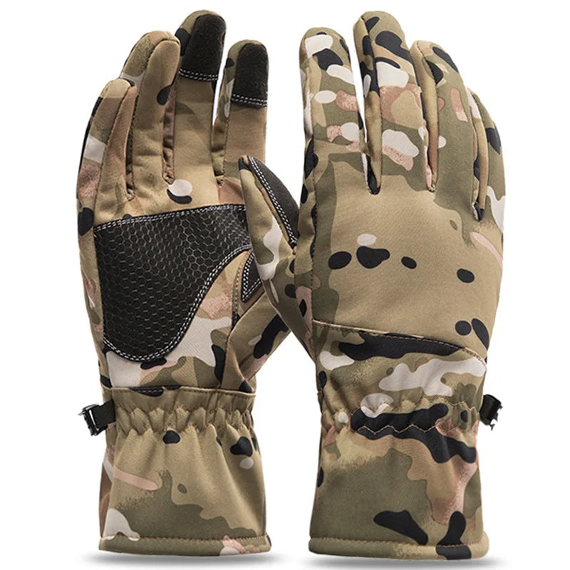 Men Women Winter Tactics Outdoors Camouflage Thickened Ski Gloves Waterproof Touch Screen Skiing Camping Cycling Fishing Glove