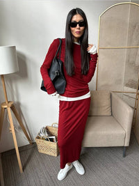 Hirsionsan Modal Soft Loose Sets Women 2026 Casual Two Pieces Long Sleeve T Shirts and High Waist Dresses Outfits Tracksuit Quick Pick Grocers