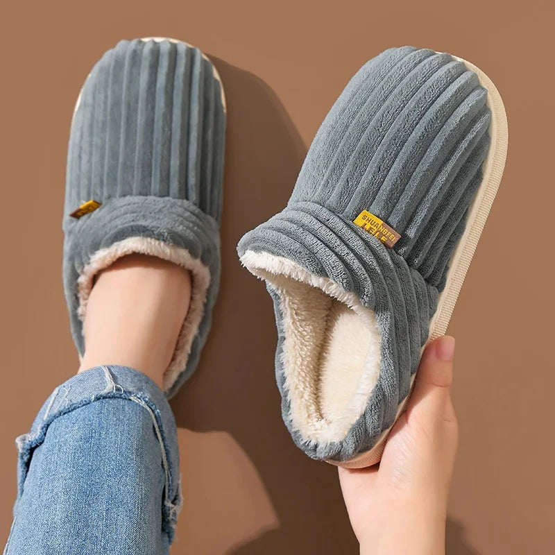 Shevalues Winter Men Slippers Short Plush Men Cotton Boots Indoor Fluffy House Fur Slippers Men Casual Soft Fur Furry Men Shoes Purest Peak