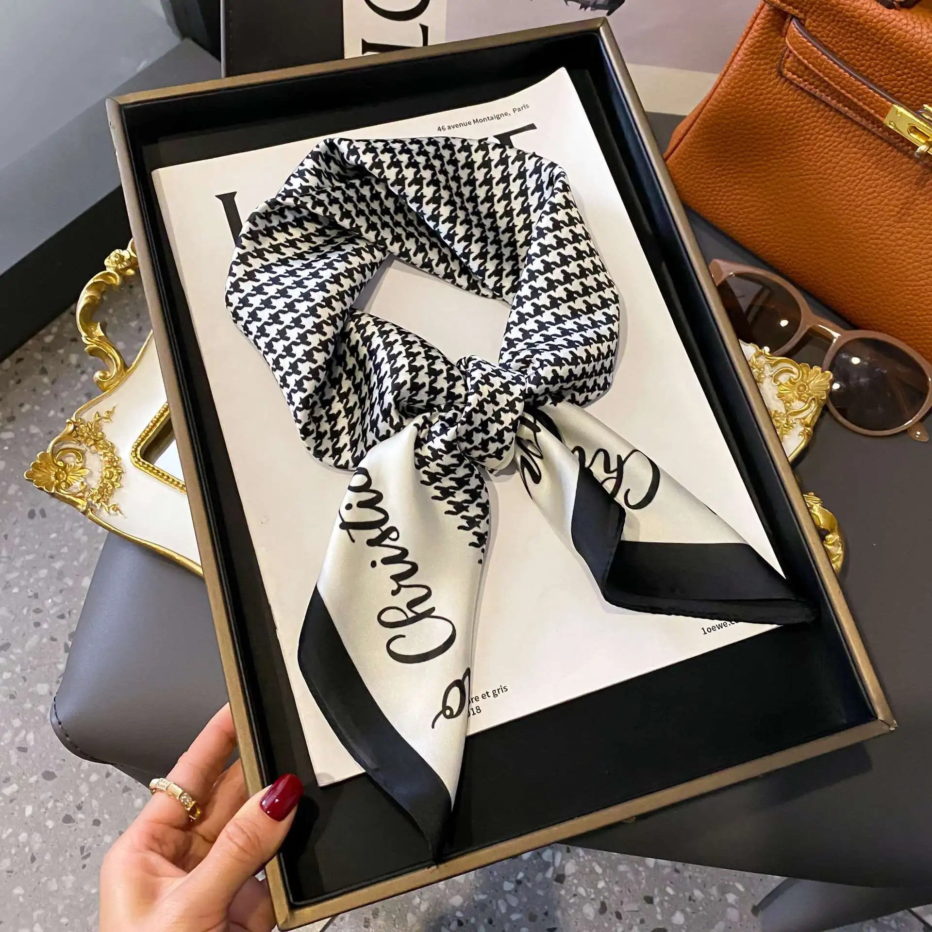 Fashion Luxury Brand 70cm Silk Square Scarf Women Satin Neck Tie Female Hair Bandana Headkerchief Shawl Wrap Hijab Echarpe Quick Pick Grocers