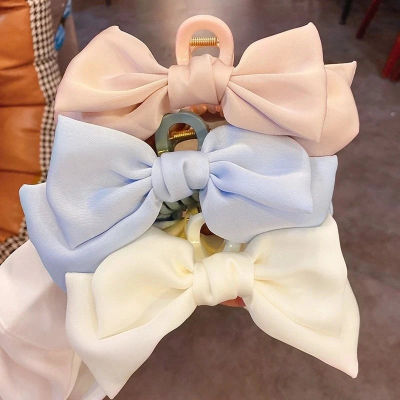 Fashion Women Bow Hairpin Korean Version Of Solid Color Butterfly Satin Hair Clips Girls Hair Accessories Headwear Quick Pick Grocers