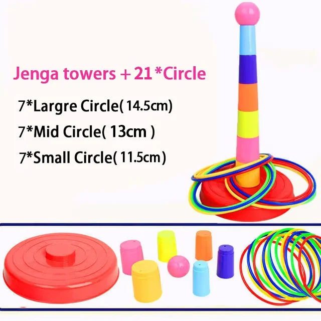 Children Throw Circle Game Ferrule Stacked Toys Fun Indoor Outdoor Parent-Child Interactive Circle Layers Early Education Gift Quick Pick Grocers