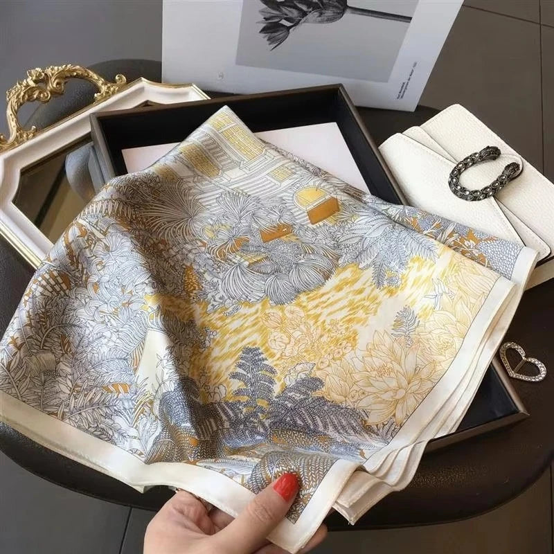 High-end Silk Scarf Lady 70*70cm Silk Square Scarf Women Soft Satin Hairband Neckerchief Tie Female Headband Foulard Bag Ribbon Quick Pick Grocers