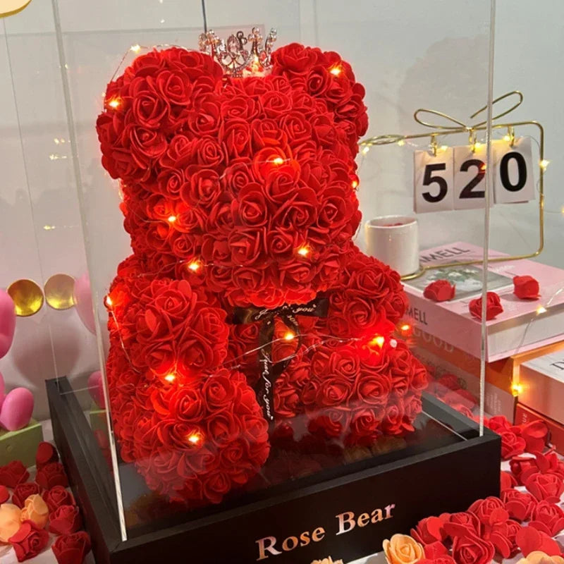 2026 Artificial Flower Eternal Rose Teddy Bear for 520 Mom Mother's Day Birthday Valentine's Day Anniversary Gifts & Decorations Quick Pick Grocers