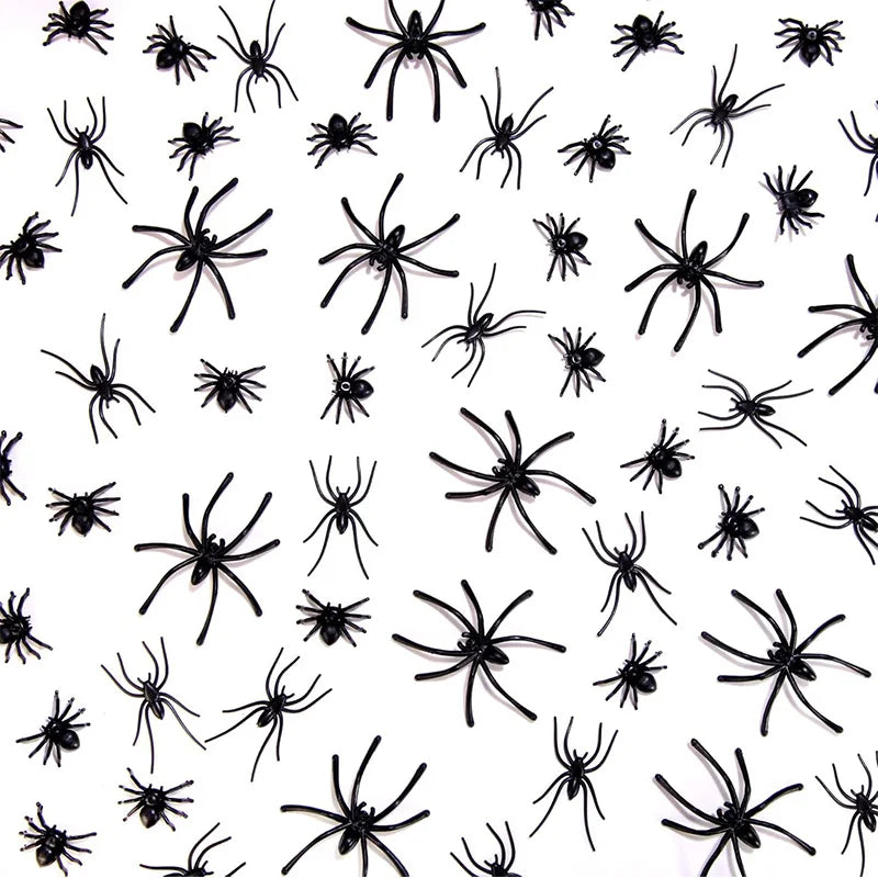 4.5x5cm Artificial Plastic Spiders Mini spider Black Fake Spiders Halloween Prank Props for Halloween DIY Party Decoration Quick Pick Grocers
