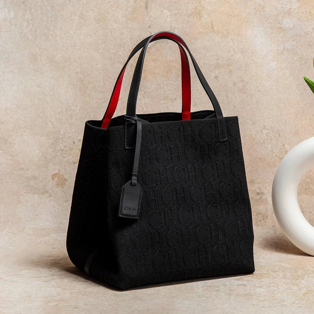 CHCH Large Capacity Black Knitted Tote Bag – Simple Shopping Handbag Econic Blanks