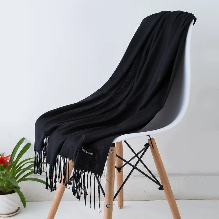 Fashion Solid Scarf Women Cashmere Soft Winter Warm Scarves Hijab Female Long Headband Shawl Wraps Bandana Foulard 2022 Echarpe Quick Pick Grocers