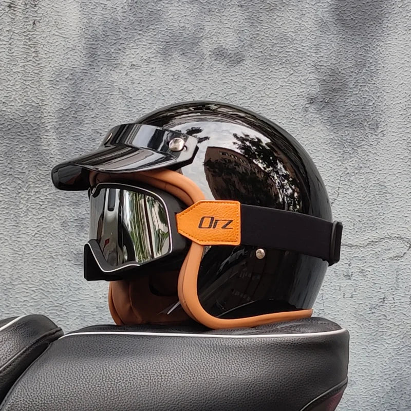 Retro semi-open motorcycle helmet cross-country motorcycle accessories motorcycle helmet 3/4 retro helmet in winter Quick Pick Grocers