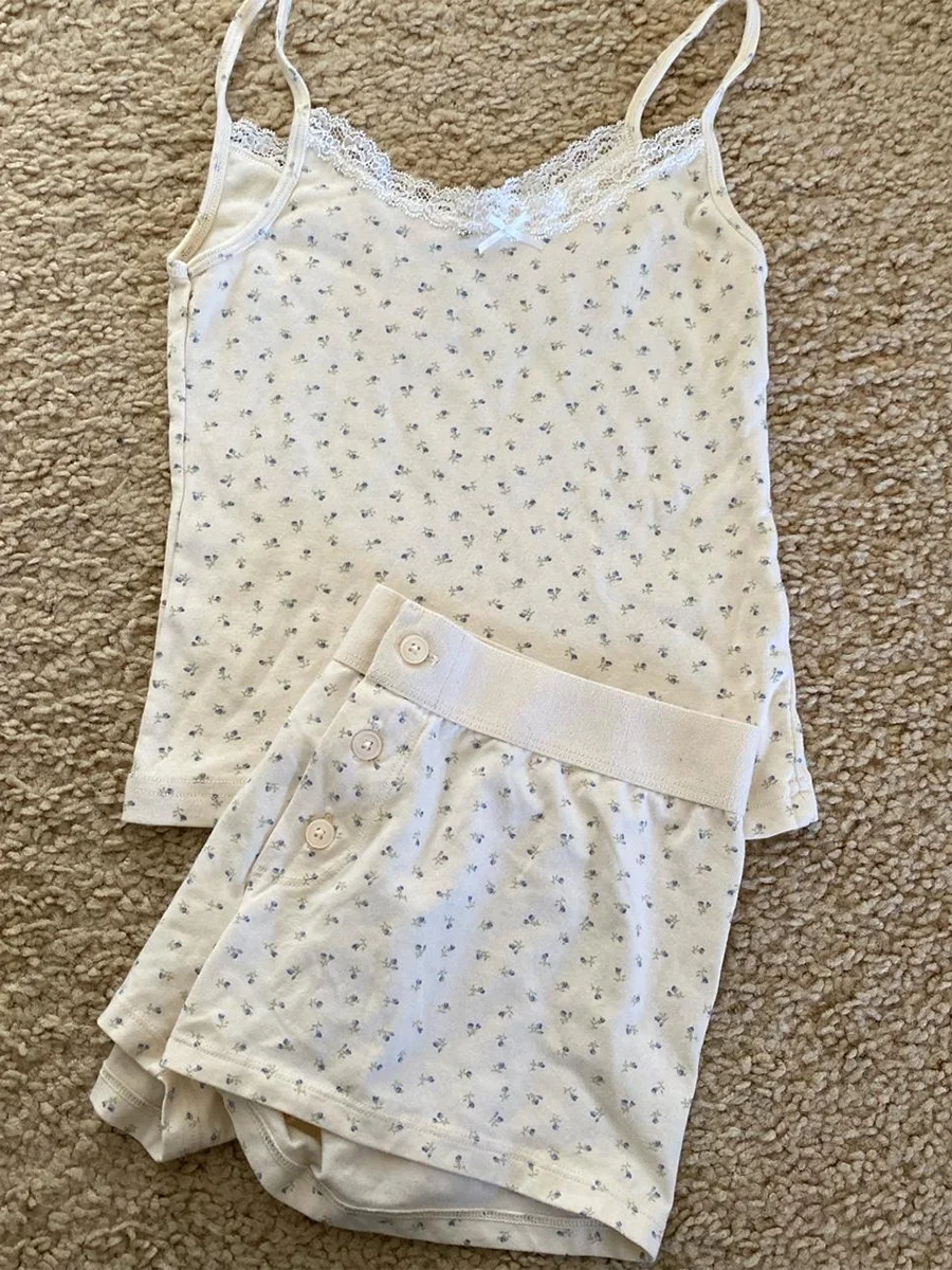 Strawberry Vest Shorts 2 Pieces Set Woman Eyelet Bow Slim Tank Top with Elastic Waist Patchwork Straight Short Pant Sweet Sets Quick Pick Grocers