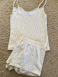 Strawberry Vest Shorts 2 Pieces Set Woman Eyelet Bow Slim Tank Top with Elastic Waist Patchwork Straight Short Pant Sweet Sets Quick Pick Grocers