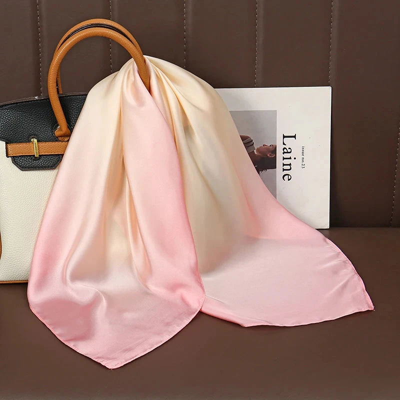 Luxury Print Satin Silk Square Scarf for Women Shawl Hijab Neckerchief Female Hair Ribbon Headband Fashion Wrap Bandana 2023 New Econic Blanks