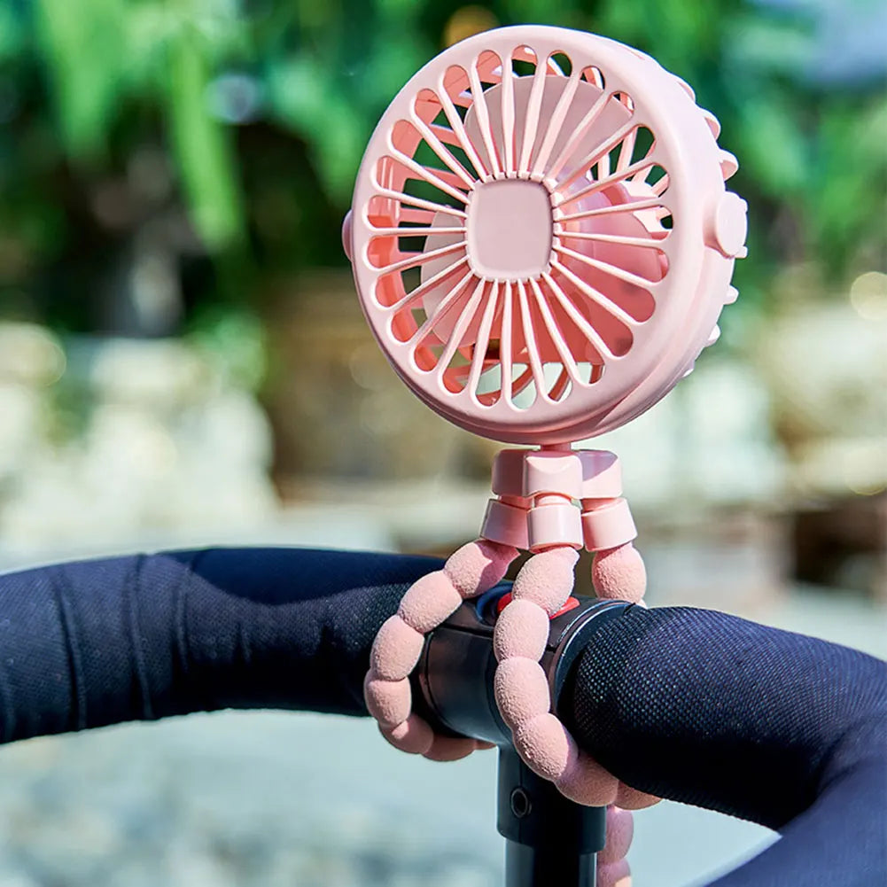 Baby Stroller Fan with Flexible Tripod Portable Handheld Fan USB Charging Mini Desk Cooling Fan 500mAh for Baby Stroller Student Quick Pick Grocers