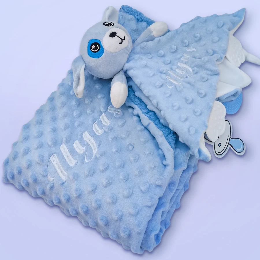 Personalized Newborn Baby Blanket with Name Custom Stroller Sleeping Dolls Animal Security Towel Gift Set for Baby Shower Gifts Purest Peak
