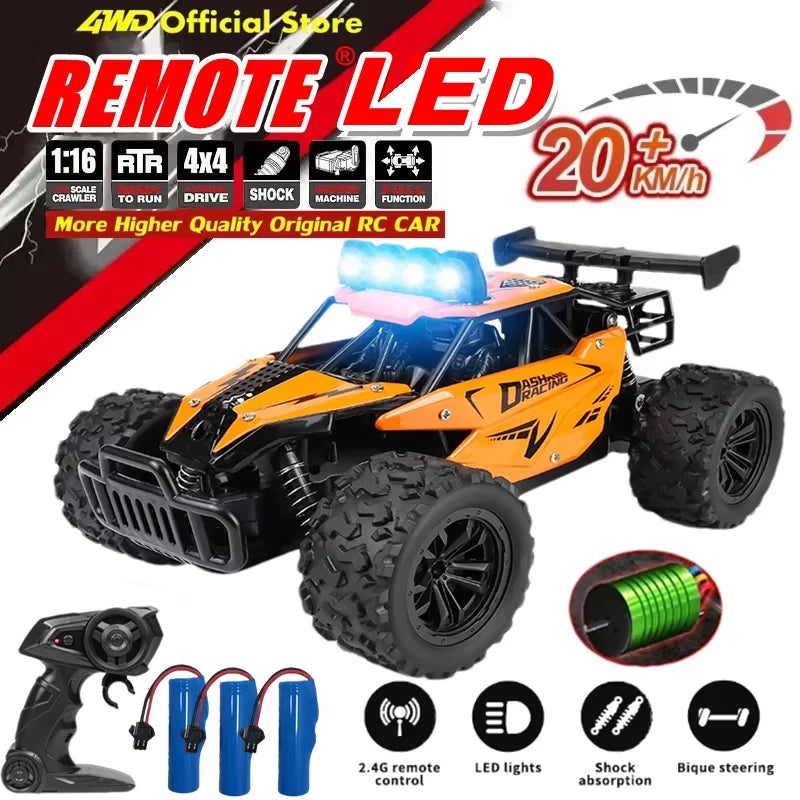 Remote Control Car RC Drift Racing 1:16 Vehicle Off Road Alloy 2.4G Radio High-Speed Trucks With LED Light Climbing Gift Kid Toy Econic Blanks