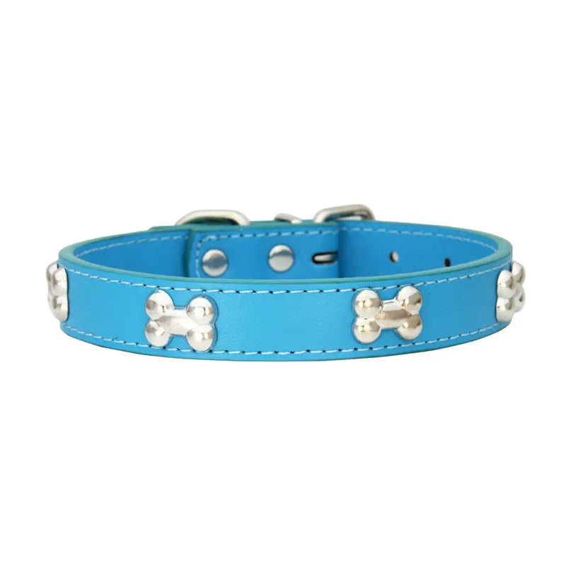 Bone Leather Durable Pet Dog Collars Puppy Pug Collars for Small Large Dog Chihuahua Cat Accessories Pet Collar for Small Dogs Quick Pick Grocers