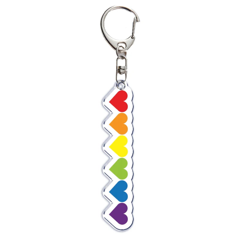 Gay Pride LGBT Rainbow Acrylic Keychain LGBTQ Transparent Double Sided Key Chain Key Ring Lesbian Keychains for Friends Gift Quick Pick Grocers