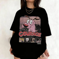 Vintage Courage The Cowardly Dog Cartoon Print Short Sleeve T-Shirt Retro Unisex Graphic Tee 90s Nostalgia Summer Streetwear Tee Quick Pick Grocers