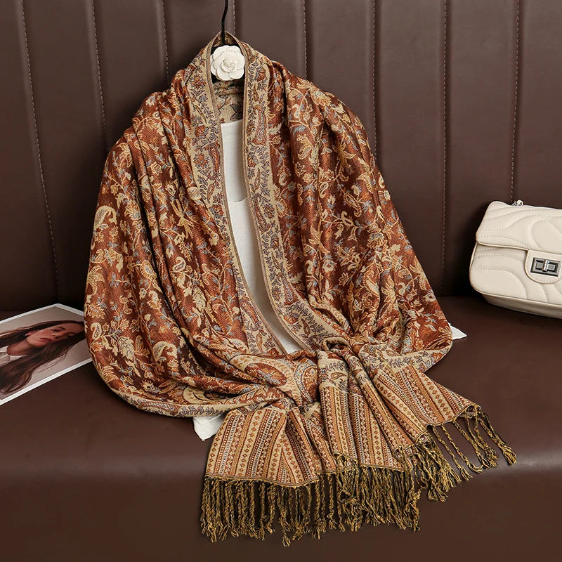 Luxury Brand Autumn Cashmere Pashmina Shawl Lady Wrap Warm Winter Scarves Design Print Female Foulard Cotton Stoles Scarf 2023 Quick Pick Grocers