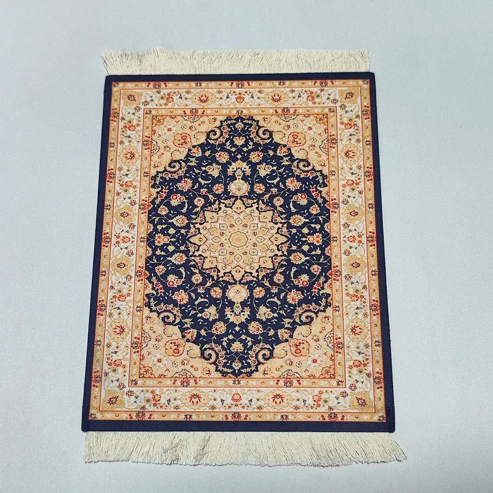 Woven flower Persian carpet small coaster wholesale merchants cheap mouse pad desk mat retro style rubber non-slip computer mats Quick Pick Grocers