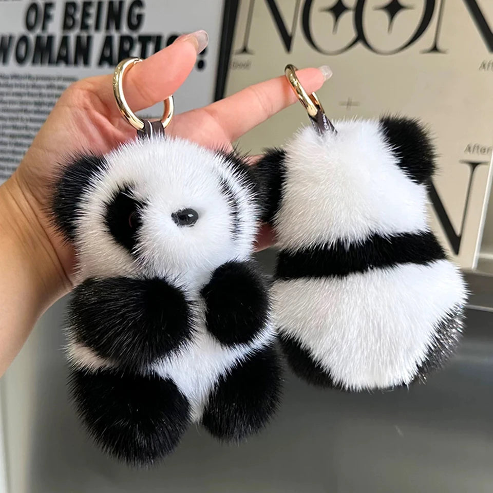 ZAKOL Cute Panda Plush Toy Keychain Cartoon Bag Pendant Accessories Car Key Chain Charm Ornaments Fashion Girls Gift Quick Pick Grocers