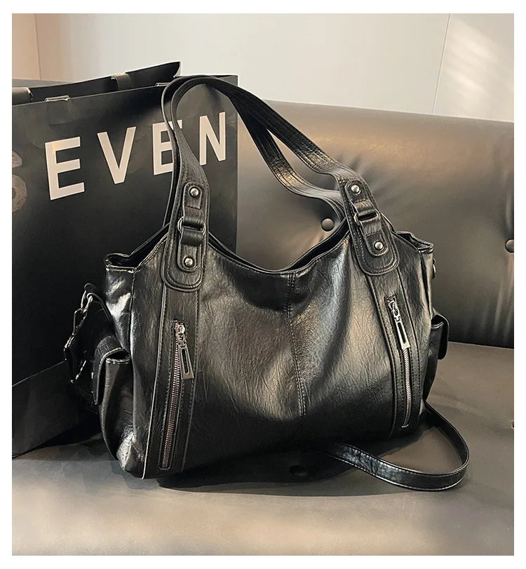 Soft Interior Compartment Shoulder Bags 2026 High Quality Contrasting Colors Bags for Women Fashion Zipper Pu Women's Handbags Quick Pick Grocers