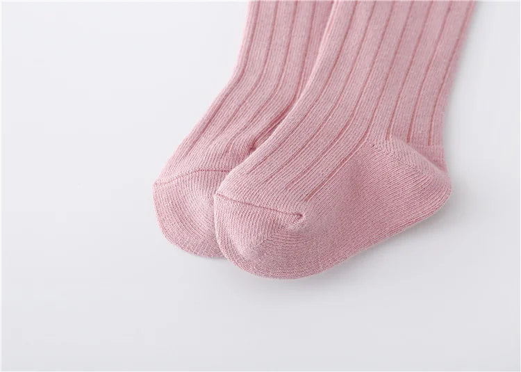 Lawadka 0-5Years Kids Boys Girls Socks Cotton Solid Striped Soft Baby Knee Long Children's Socks School Sport Baby Sock 12 Color Quick Pick Grocers
