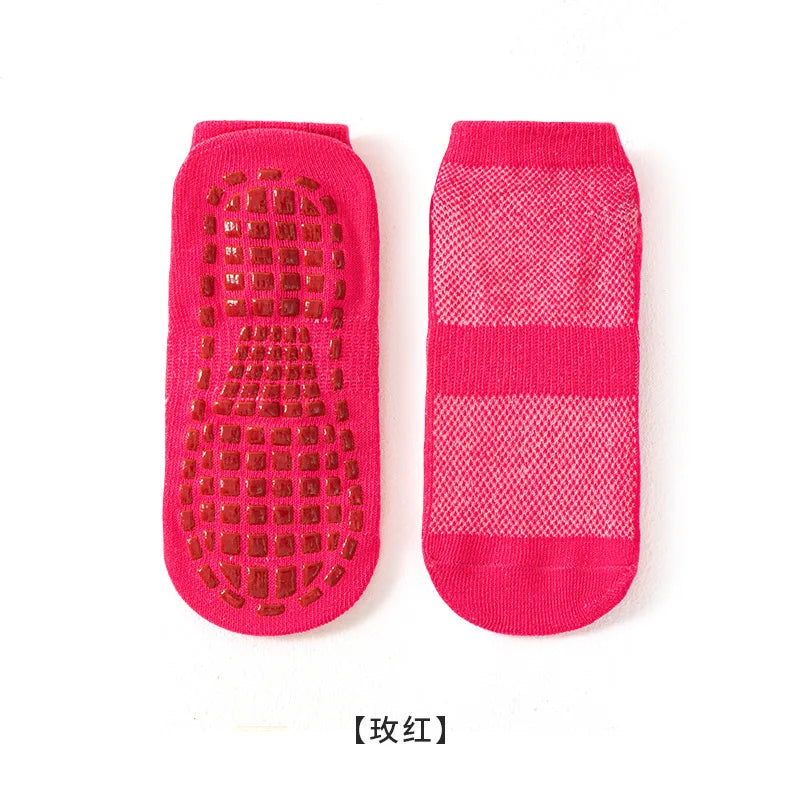 Fashion Solid Children Floor Socks Boys Kids Girls Baby Non Slip Silicone Toddler Socks Breathable Versatile Parent-child Socken Quick Pick Grocers