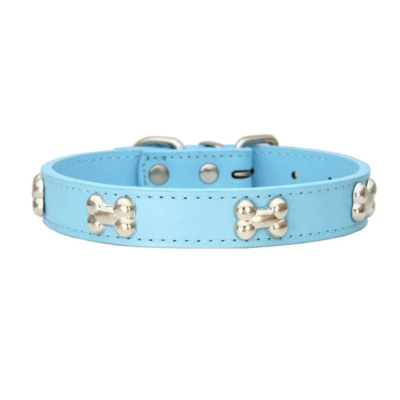 Bone Leather Durable Pet Dog Collars Puppy Pug Collars for Small Large Dog Chihuahua Cat Accessories Pet Collar for Small Dogs Quick Pick Grocers