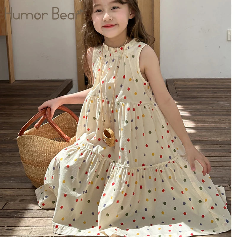 Humor Bear Kids Clothing Summer Polka Dot Skirt Fashion Casual Vest Princess Dress Comfort Children Girl's dress Quick Pick Grocers