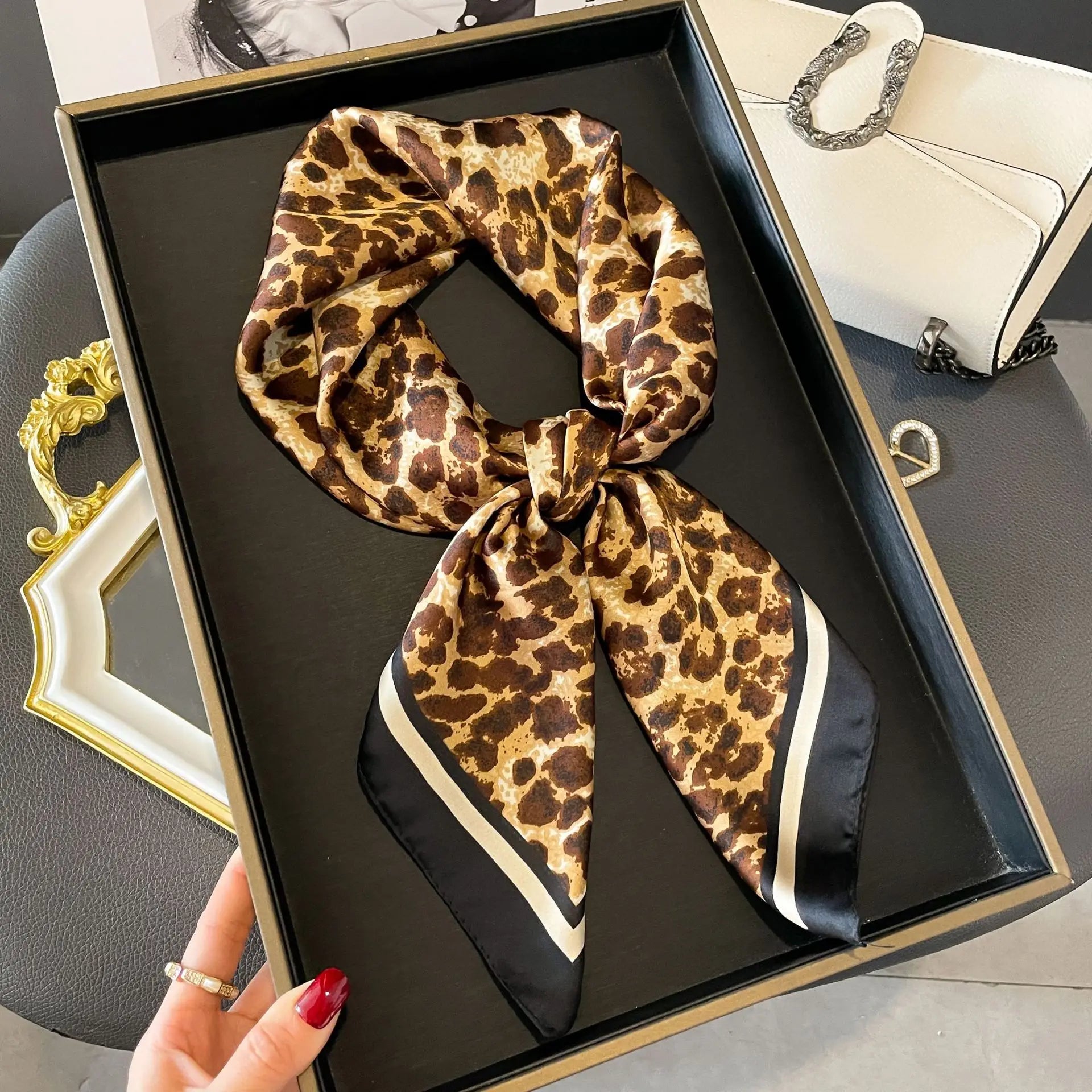 60Colors Luxury Scarf Women 70*70Cm Silk Feel Square Hair Wrapping Foulard Satin Shawl Big Size Head Bandana Hijab Handkerchief Quick Pick Grocers