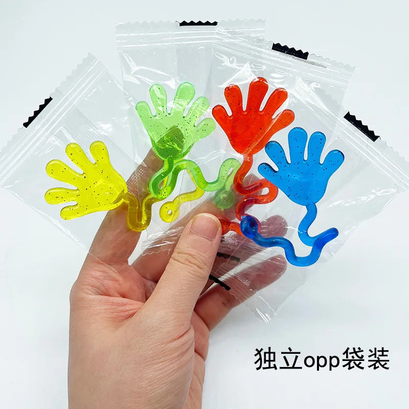 5-20 Pcs Kids Funny Glitter Sticky Hands toy Palm Elastic Sticky Squishy Slap Palm Toy kids Novelty Gift Party Favors supplies Quick Pick Grocers