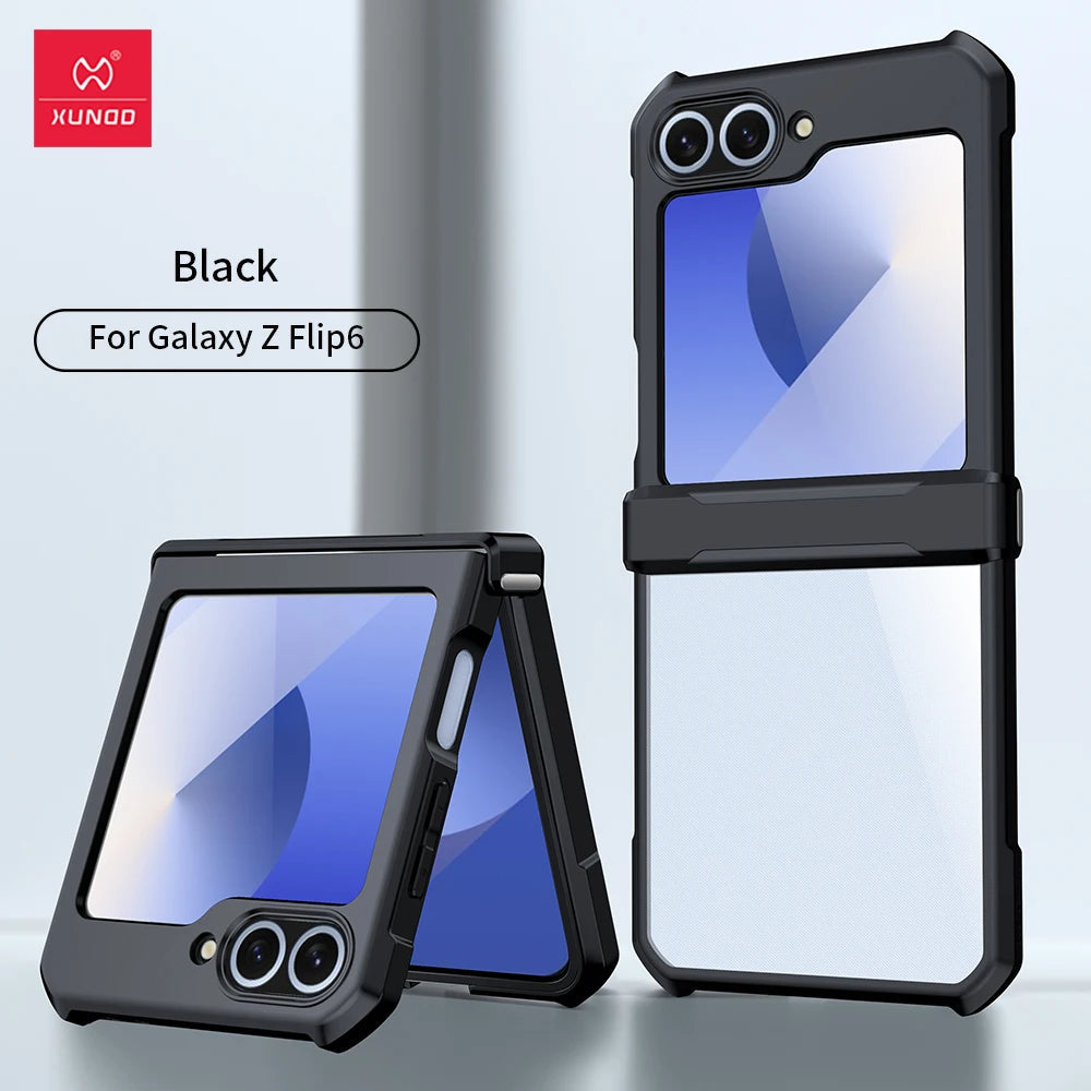 Xundd For Samsung Galaxy Z Flip 7 5 Z Flip 6 7 5G Case Airbag Shockproof Acrylic+TPU+Glass Back Cover For Flip5 z플립 5 7 케이스 Quick Pick Grocers