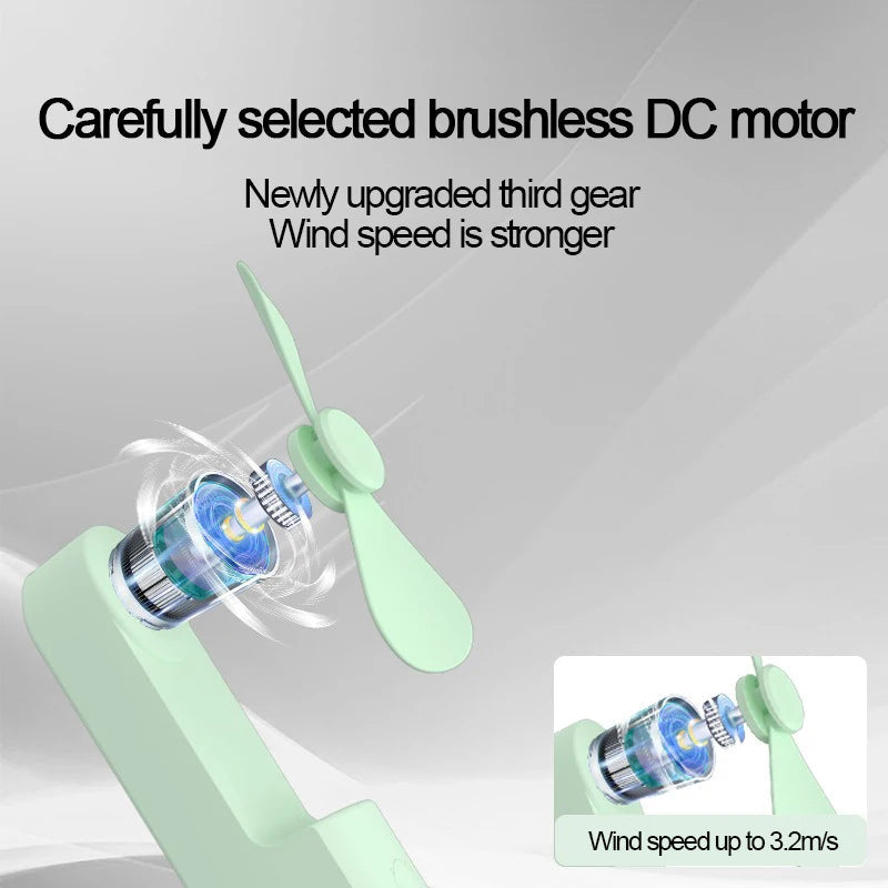 Foldable Small Fan Portable and high-power Hand Held Portable Mini Fan Rechargeable Hand USB Charge Fan Quick Pick Grocers