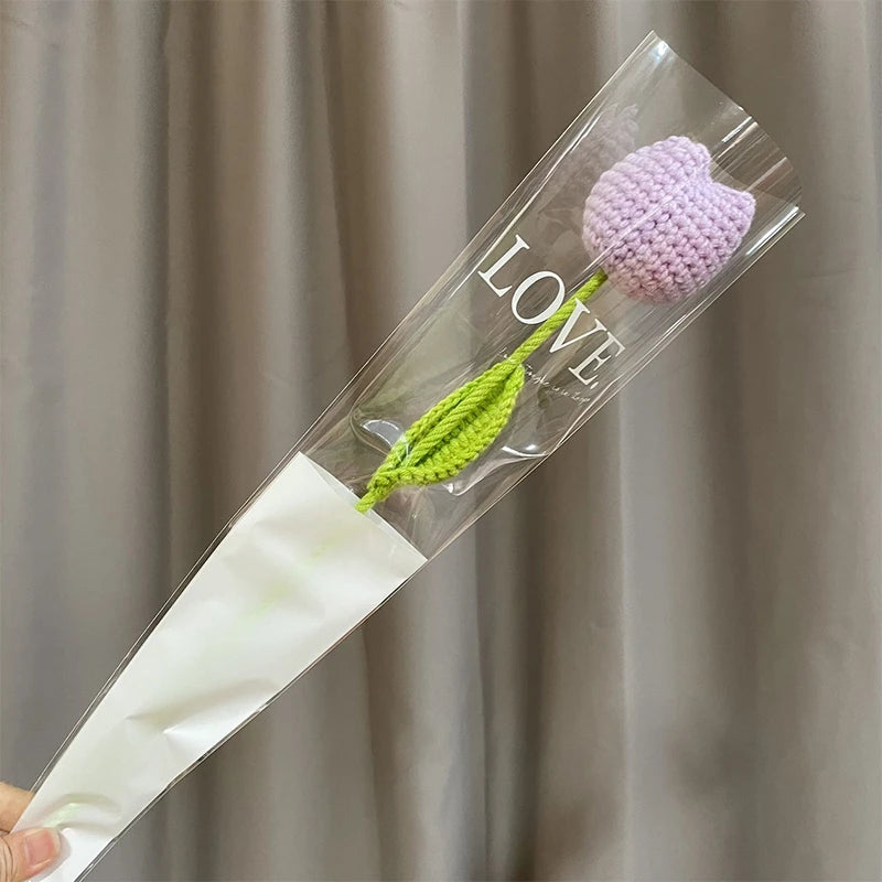 1pc Tulip Crochet Flowers Artificial Woven Flowers Handmade Tulipanes Wedding Gift for Guest Home Decoration Mother's Day Gift Quick Pick Grocers