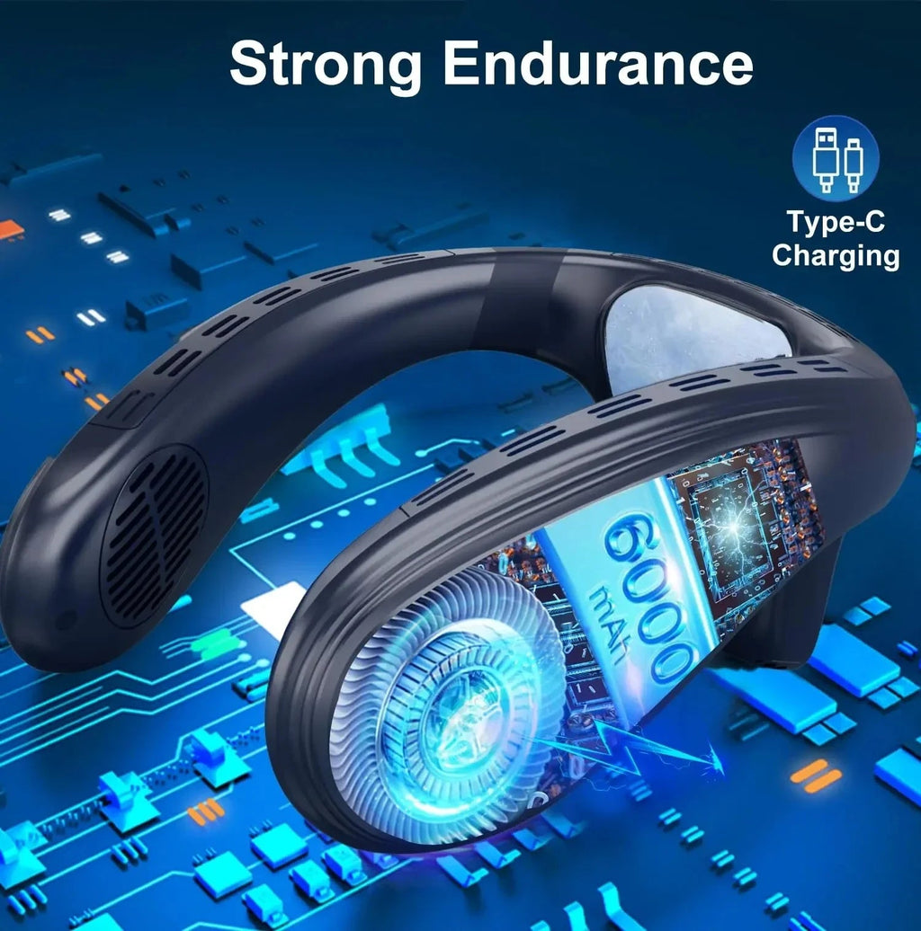 New Portable Neck Fan 5200mAh Neck Air Conditioner Rechargeable Semiconductor Cooling Fan Outdoor Personal Fan Wearable Cooler Quick Pick Grocers
