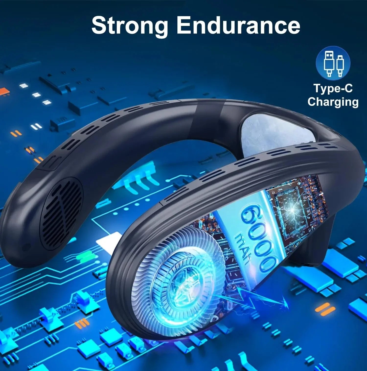 New Portable Neck Fan 5200mAh Neck Air Conditioner Rechargeable Semiconductor Cooling Fan Outdoor Personal Fan Wearable Cooler Quick Pick Grocers