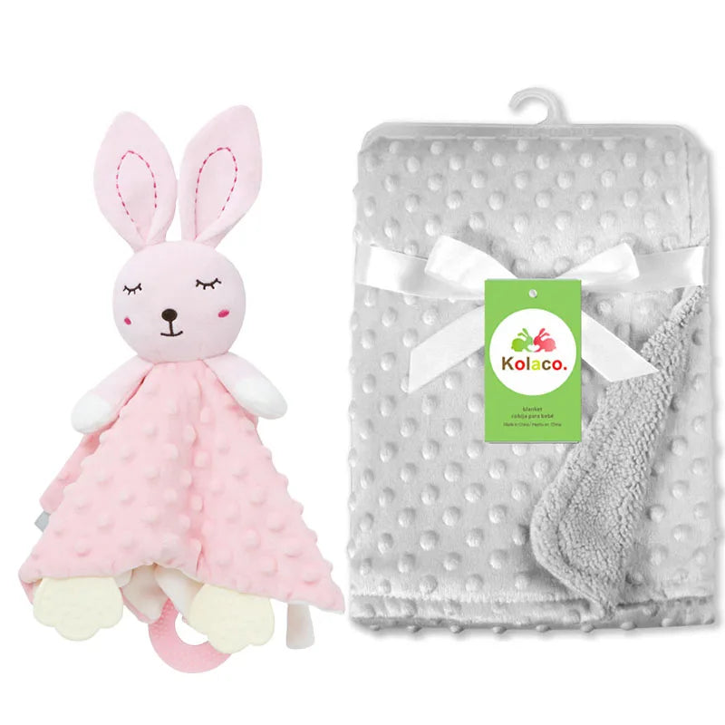 Personalized Newborn Baby Blanket with Name Custom Stroller Sleeping Dolls Animal Security Towel Gift Set for Baby Shower Gifts Purest Peak