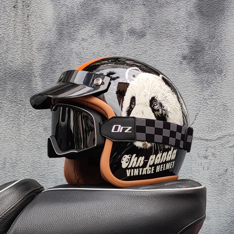 Retro semi-open motorcycle helmet cross-country motorcycle accessories motorcycle helmet 3/4 retro helmet in winter Quick Pick Grocers
